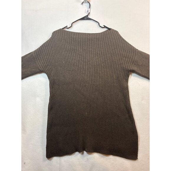 Loft Brown Open Shoulder Knit Sweater Tunic large - Picture 9 of 11